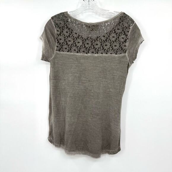 Dantelle NWT Distressed Faded Gray Tunic T-Shirt with Lace Back Women’s Small - Picture 2 of 10